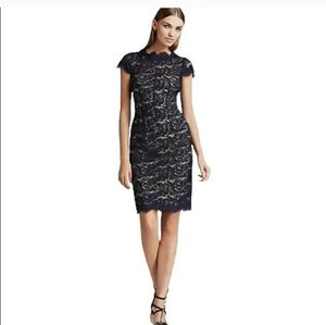 Monique Lhuillier Enchanto Mademoiselle Sheath Lace Cap Sleeve Dress(0)